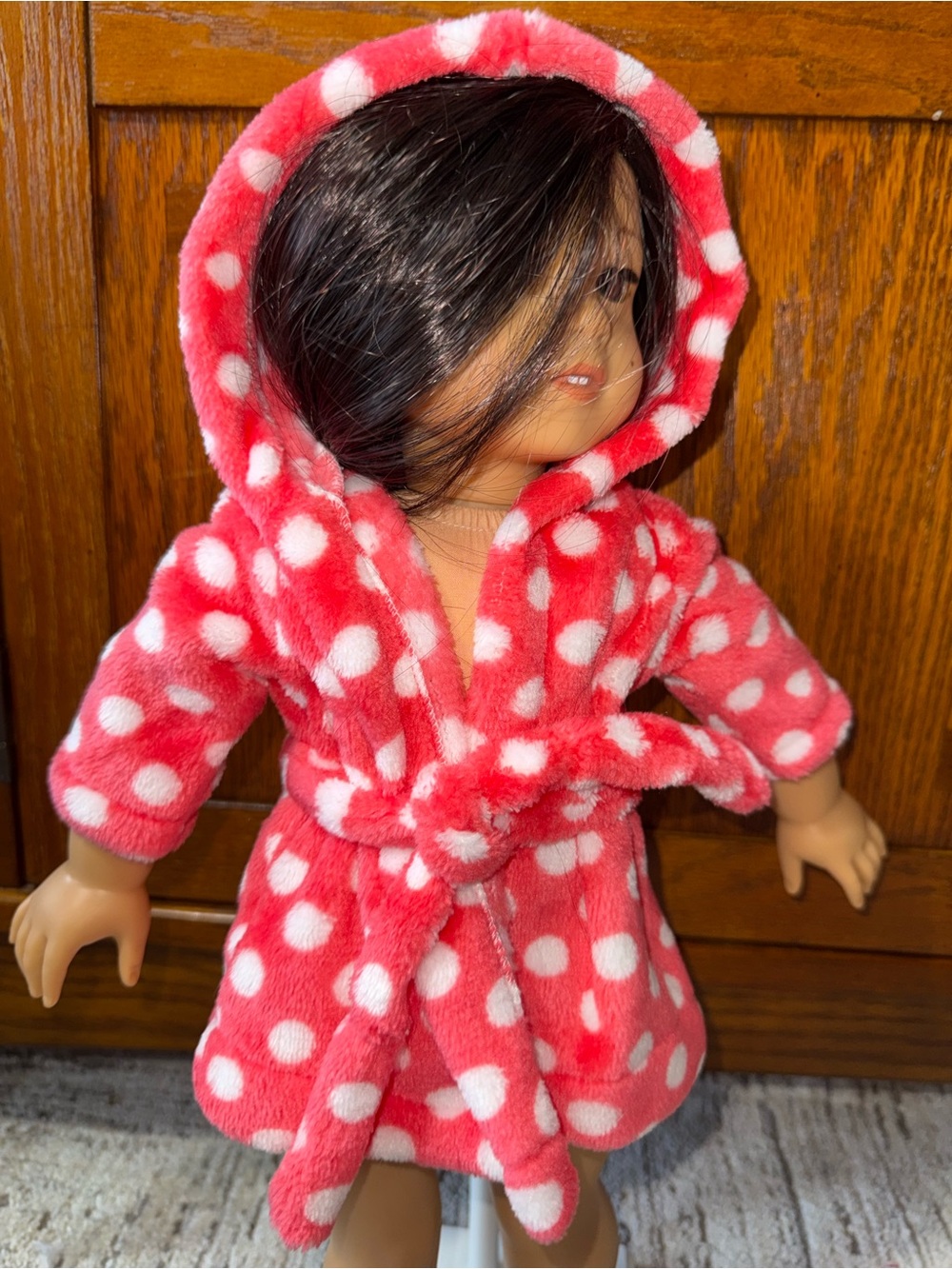 Our generation pink fizzy robe white polka dots